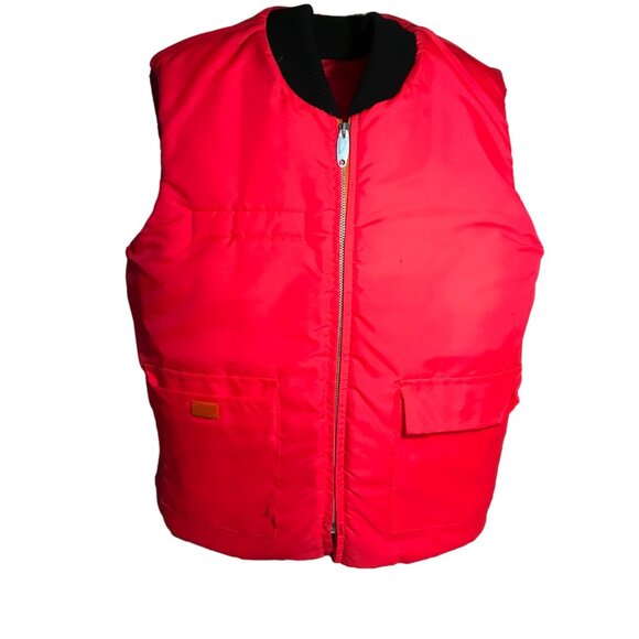 Firestone Red Vest Vintage Reversible Size S Retro Auto Racing Mechanic Jacket - Picture 11 of 16